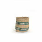 African Iringa woven basket with Turquoise Stripe La Vie Bien African Iringa woven basket with Turquoise Stripe