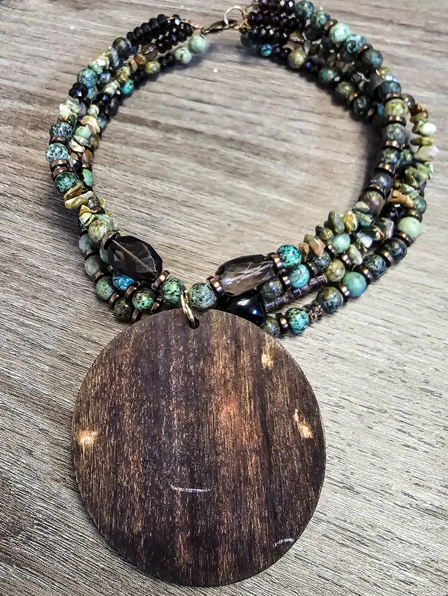 African Turquoise and Smoky Quartz Choker by L.Signature Collection by L.Styles