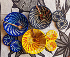 Blue White Woven African Wall Storage Baskets Set of 2