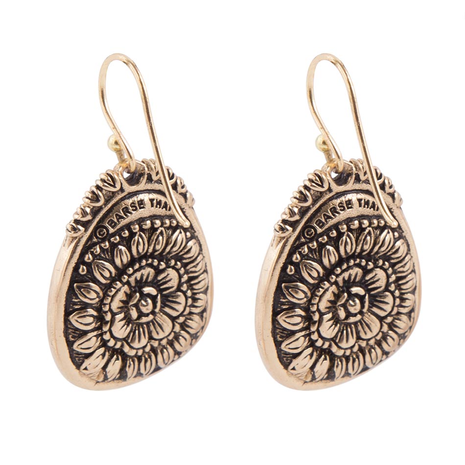 Agave Genuine Blue Turquoise and Golden Drop Earrings Earrings La Vie Bien Agave Genuine Blue Turquoise and Golden Drop Earrings
