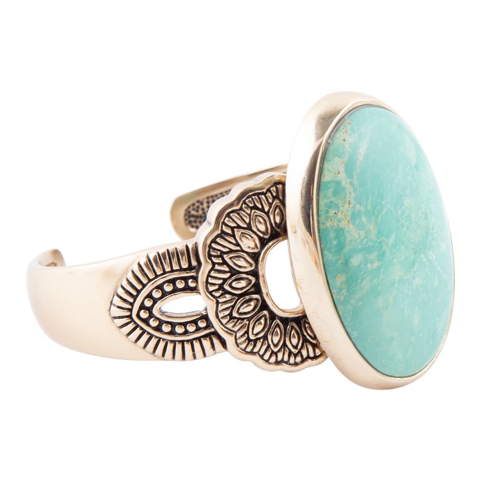 Agave Turquoise and Bronze Statement Cuff Bracelet Bracelets La Vie Bien Agave Turquoise and Bronze Statement Cuff Bracelet