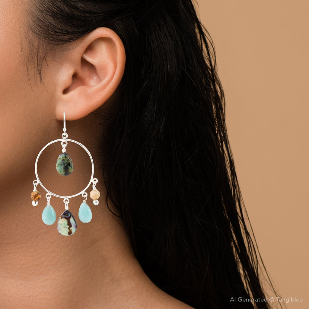 Ajo Abalone Sterling Silver Circle Earrings Earrings La Vie Bien Ajo Abalone Sterling Silver Circle Earrings