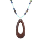 Ajo Blue Abalone and Amazonite Wood Pendant Necklace by Barse Jewelry