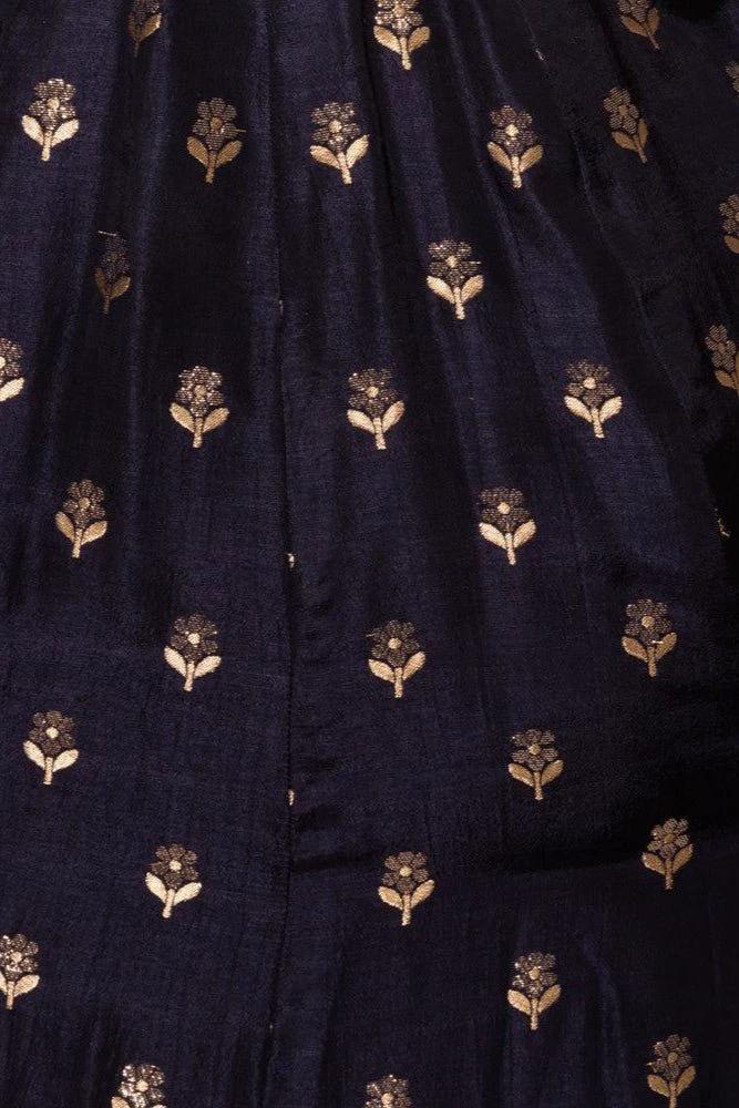 Alastair Blue and Gold Gown with Banarasi Border by Raas