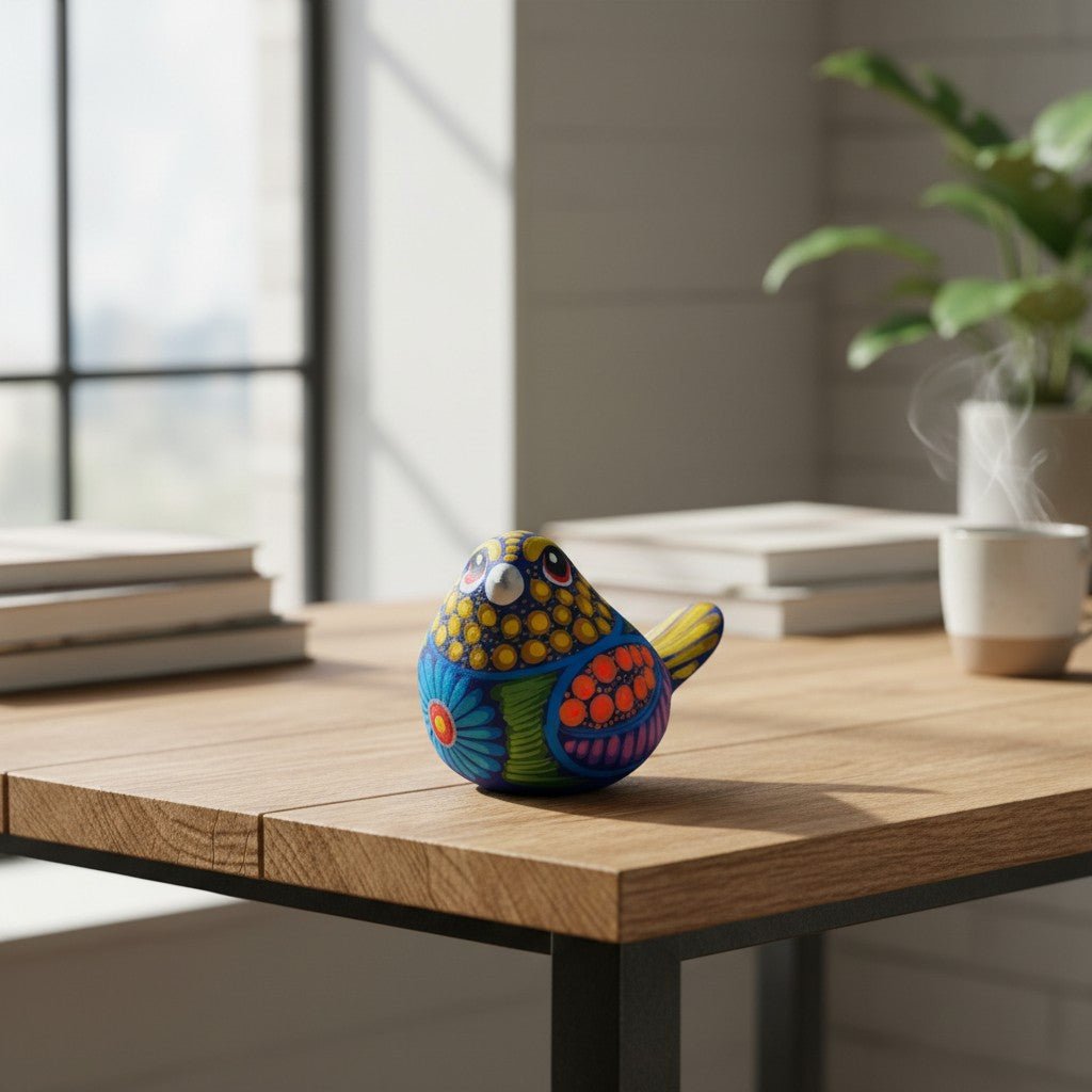 Alebrije Bird Figurine | Colorful Mexican Folk Art Talavera Figurine La Vie Bien Alebrije Bird Figurine | Colorful Mexican Folk Art