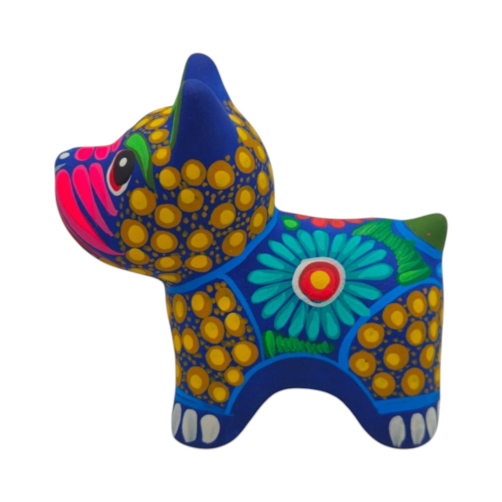 Alebrije Bulldog Figurine | Colorful Floral Design Talavera Figurine La Vie Bien Alebrije Bulldog Figurine | Colorful Floral Design