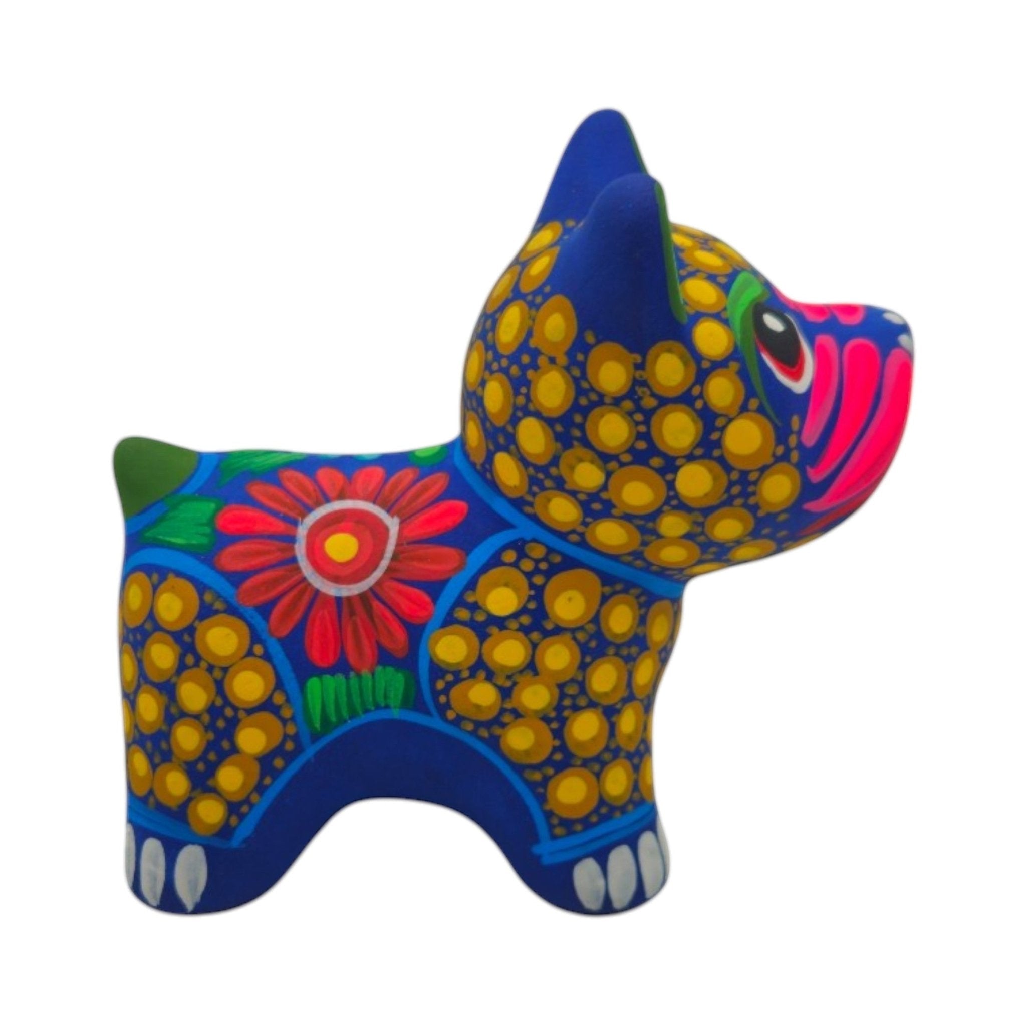 Alebrije Bulldog Figurine | Colorful Floral Design Talavera Figurine La Vie Bien Alebrije Bulldog Figurine | Colorful Floral Design
