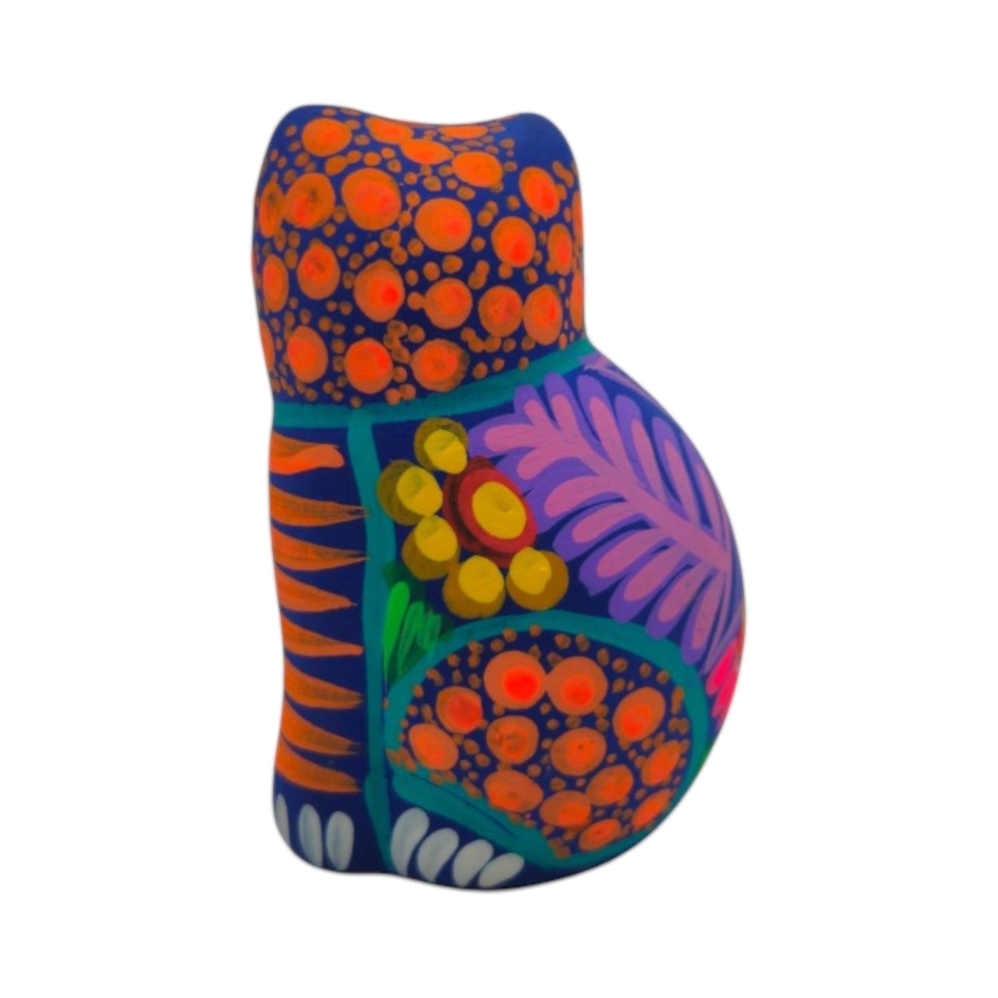 Alebrije Cat Figurine | Hand-Painted Mexican Folk Art Talavera Figurine La Vie Bien Alebrije Cat Figurine | Hand-Painted Mexican Folk Art