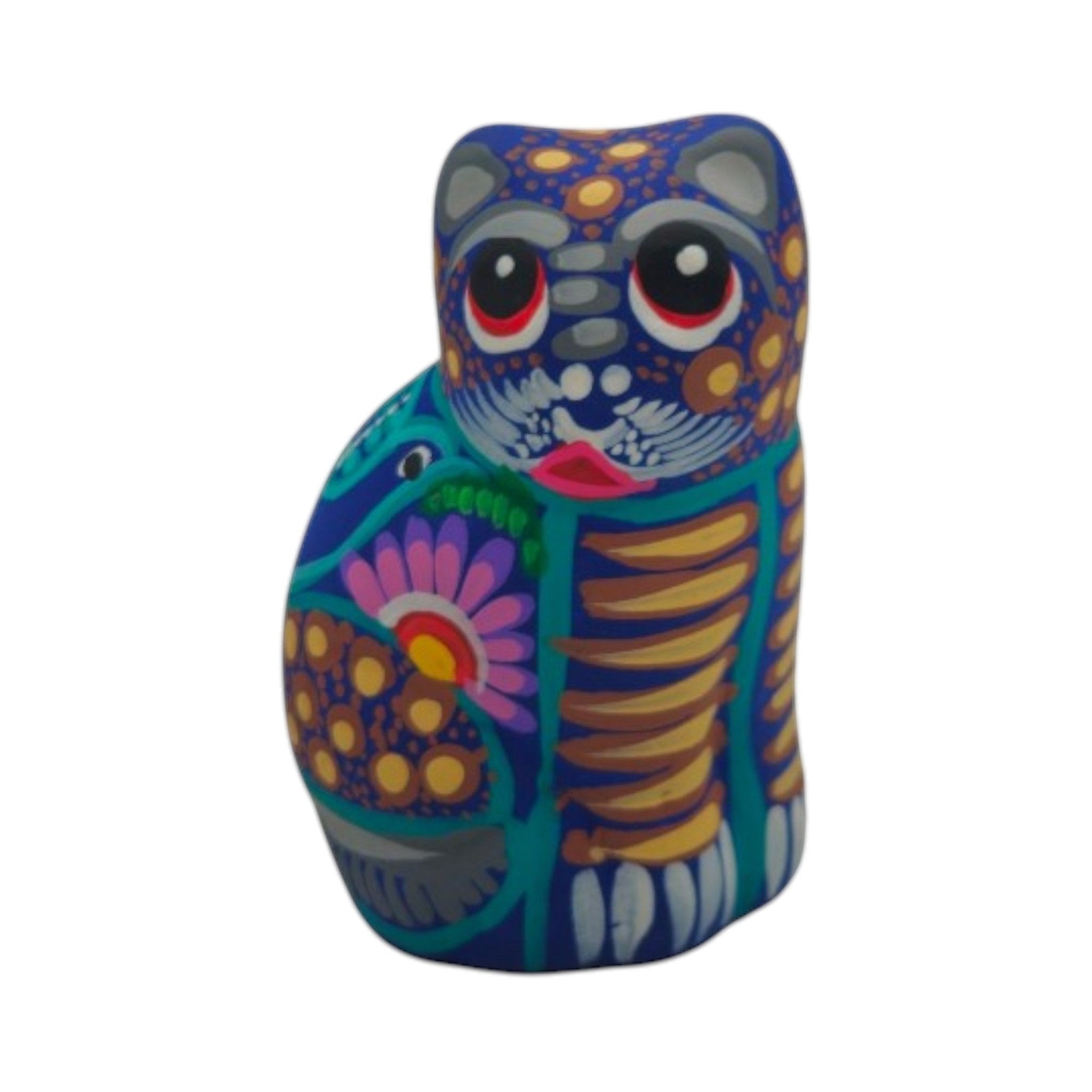 Alebrije Cat Figurine | Hand-Painted Mexican Folk Art Talavera Figurine La Vie Bien Alebrije Cat Figurine | Hand-Painted Mexican Folk Art
