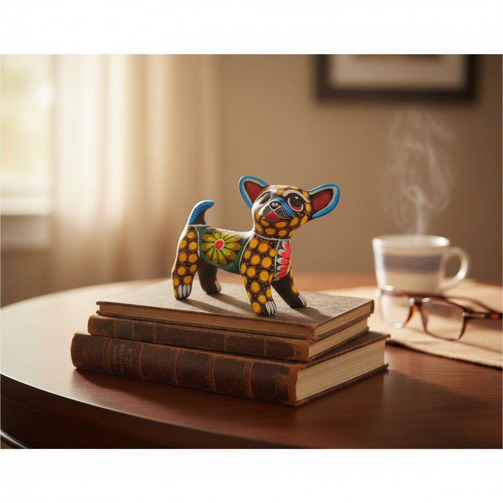 Alebrije Chihuahua Dog Figurine | Handmade Mexican Folk Art Talavera Figurine La Vie Bien Alebrije Chihuahua Dog Figurine | Handmade Mexican Folk Art