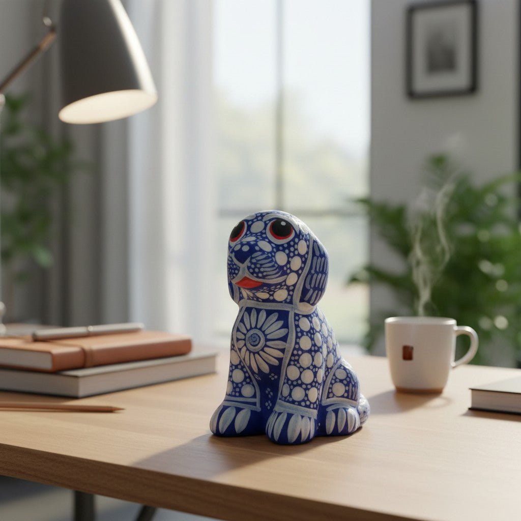 Alebrije Dog Figurine | Hand-Painted Folk Art Talavera Figurine La Vie Bien Alebrije Dog Figurine | Hand-Painted Folk Art
