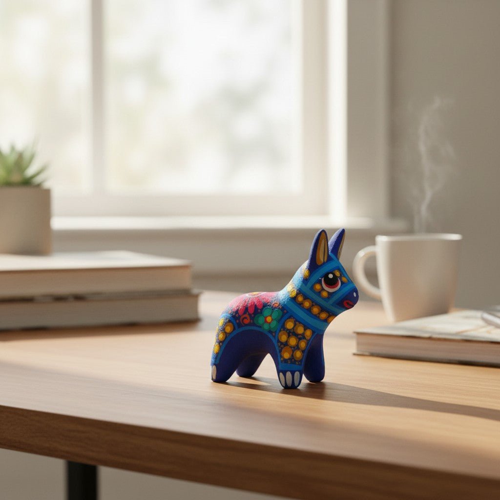 Alebrije Donkey Figurine | Hand-Painted Mexican Folk Art Talavera Figurine La Vie Bien Alebrije Donkey Figurine | Hand-Painted Mexican Folk Art