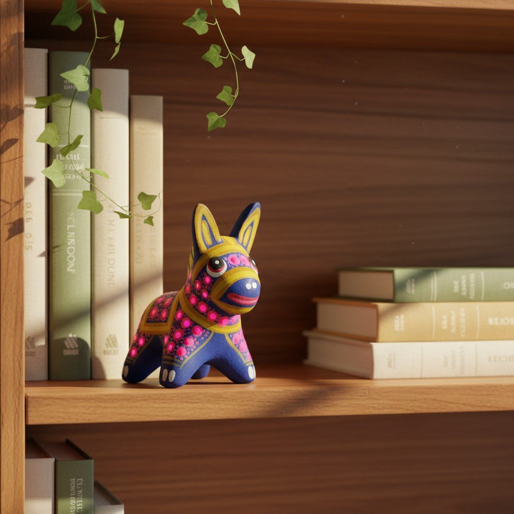 Alebrije Donkey Figurine | Hand-Painted Mexican Folk Art Talavera Figurine La Vie Bien Alebrije Donkey Figurine | Hand-Painted Mexican Folk Art