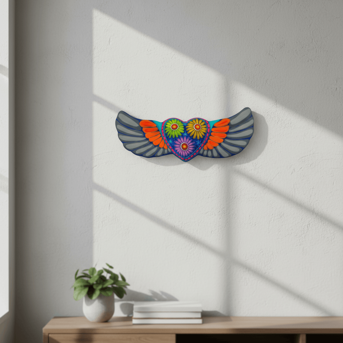 Alebrije Heart Wall Art | Colorful Mexican Wings Talavera Wall Art La Vie Bien Alebrije Heart Wall Art | Colorful Mexican Wings