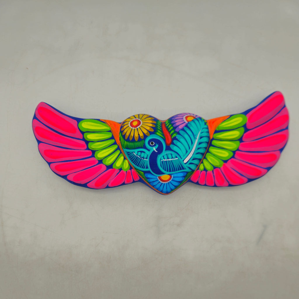 Alebrije Heart Wall Art | Colorful Mexican Wings
