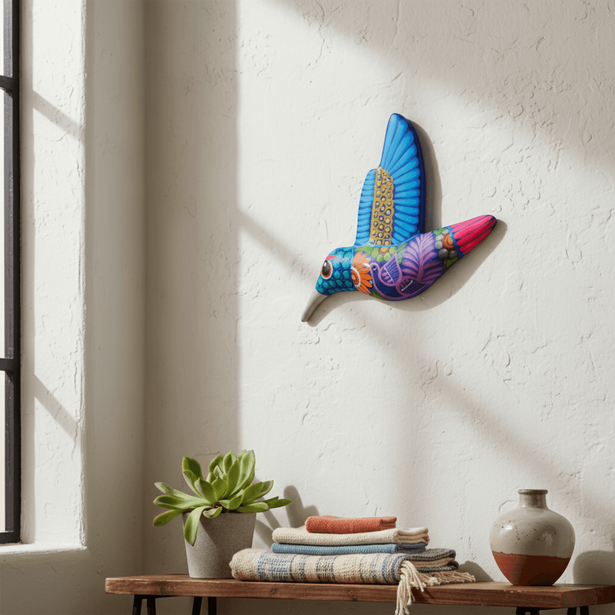 Alebrije Hummingbird Wall Art | Colorful Folk Decor Mexican Wall Art La Vie Bien Alebrije Hummingbird Wall Art | Colorful Folk Decor