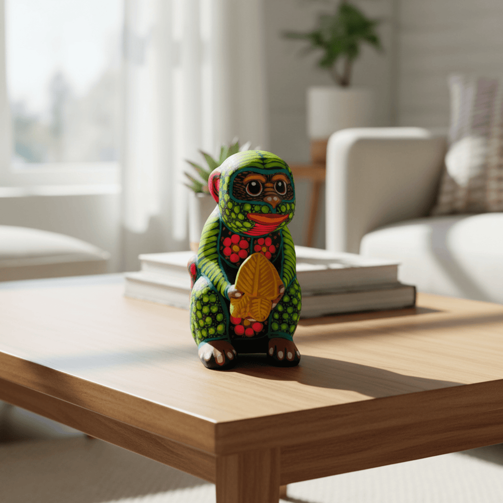 Alebrije Monkey Figurine | Hand-Painted Folk Art Talavera Figurine La Vie Bien Alebrije Monkey Figurine | Hand-Painted Folk Art