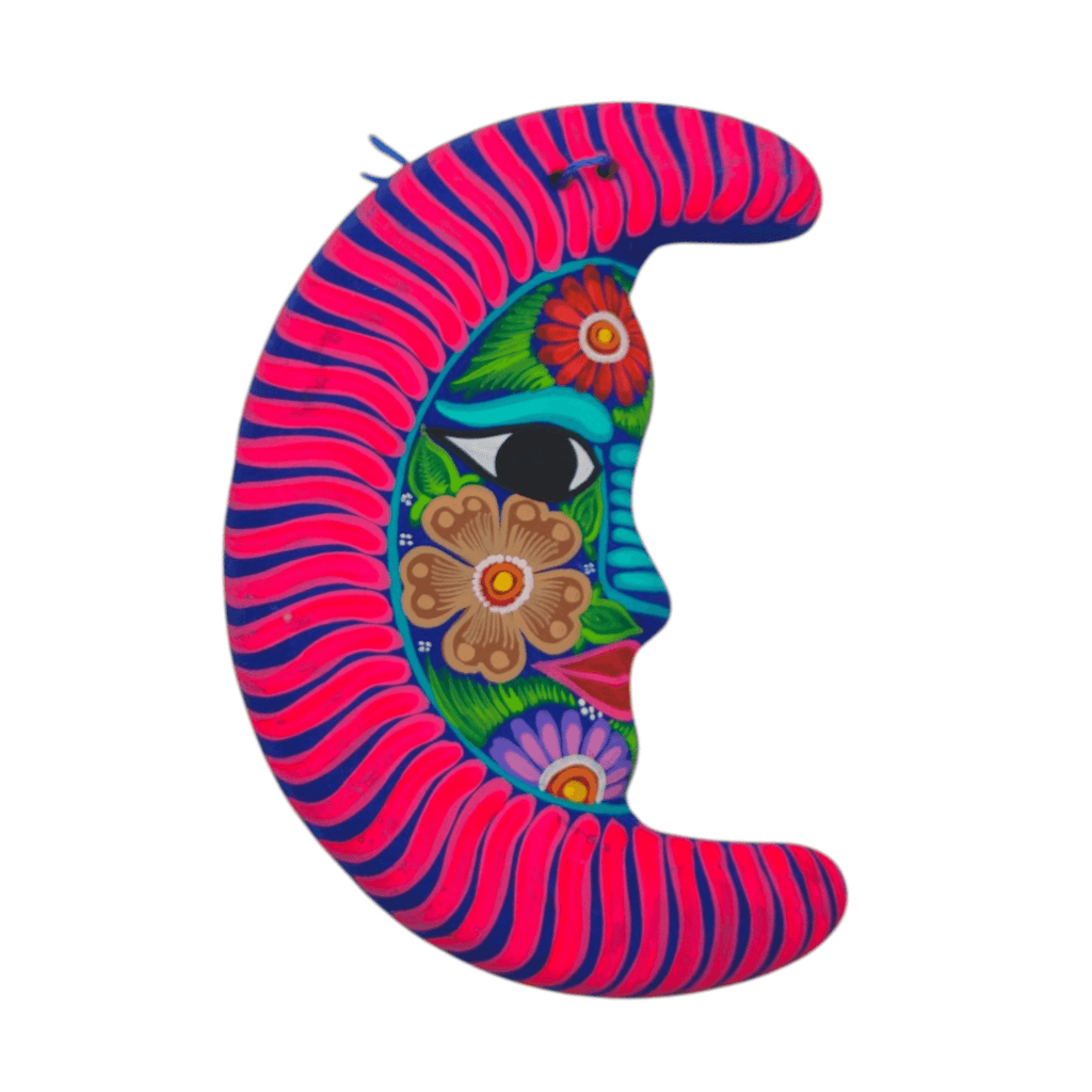 Alebrije Moon Wall Art | Hand-Painted Floral Design Guerrero Wall Art La Vie Bien Alebrije Moon Wall Art | Hand-Painted Floral Design