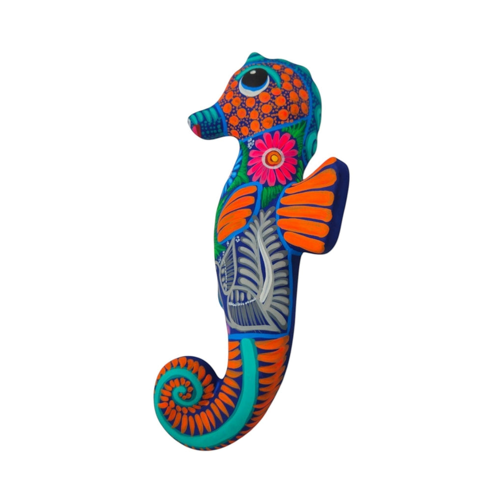 Alebrije Seahorse Figurine | Vibrant Ocean Wall Art Talavera Figurine La Vie Bien Alebrije Seahorse Figurine | Vibrant Ocean Wall Art