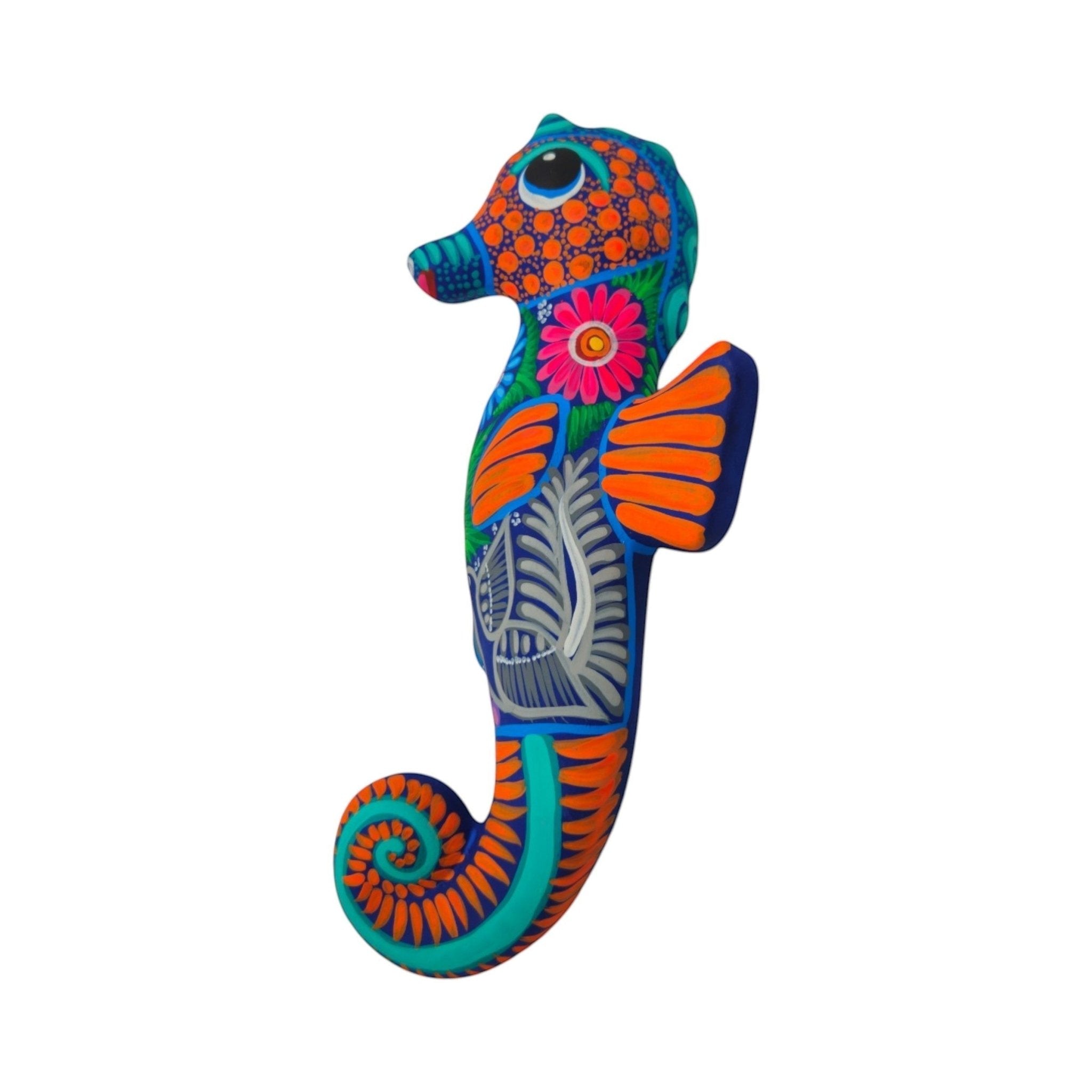 Alebrije Seahorse Figurine | Vibrant Ocean Wall Art Talavera Figurine La Vie Bien Alebrije Seahorse Figurine | Vibrant Ocean Wall Art