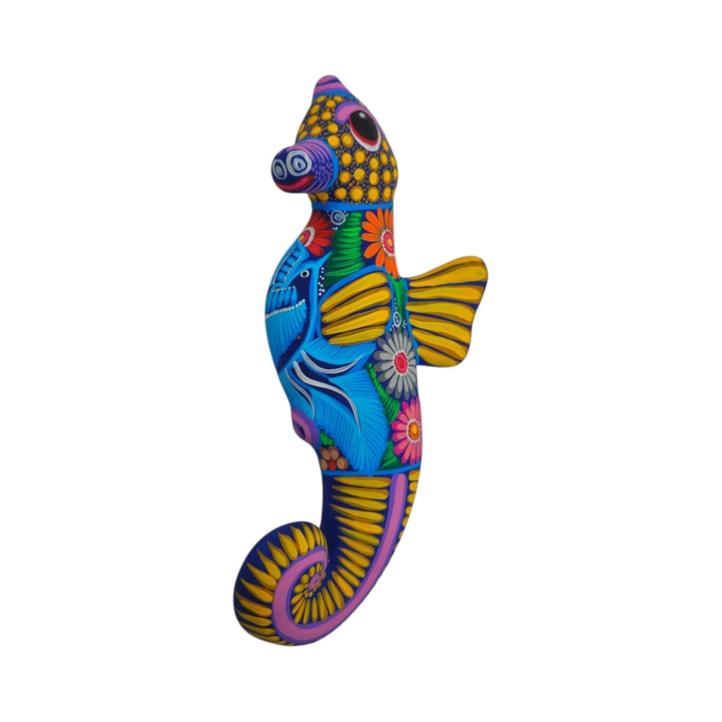 Alebrije Seahorse Figurine | Vibrant Ocean Wall Art Talavera Figurine La Vie Bien Alebrije Seahorse Figurine | Vibrant Ocean Wall Art