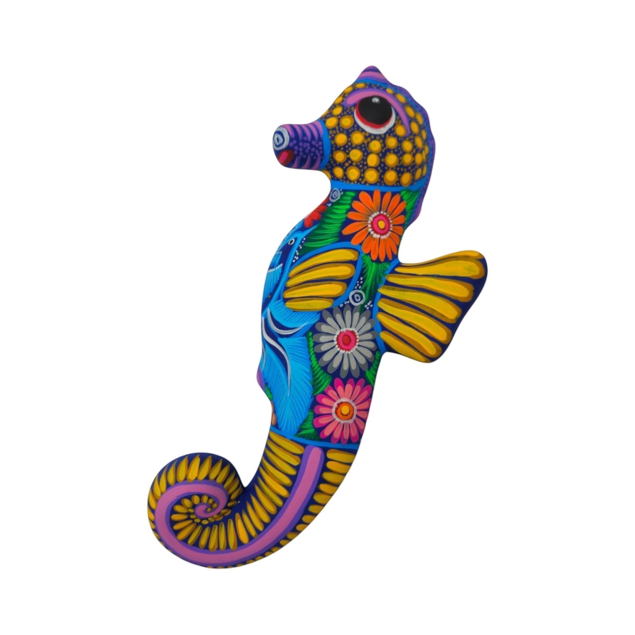 Alebrije Seahorse Figurine | Vibrant Ocean Wall Art Talavera Figurine La Vie Bien Alebrije Seahorse Figurine | Vibrant Ocean Wall Art