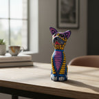 Alebrije Sitting Dog Statue | Hand-Painted Decorative Art Talavera Statue La Vie Bien Alebrije Sitting Dog Statue | Hand-Painted Decorative Art