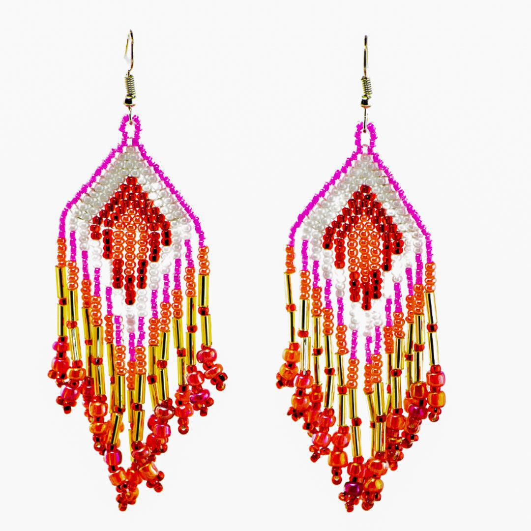 Alegria Seed Bead Peyote Stitch Earrings - Guatemala Jewelry La Vie Bien Alegria Seed Bead Peyote Stitch Earrings - Guatemala