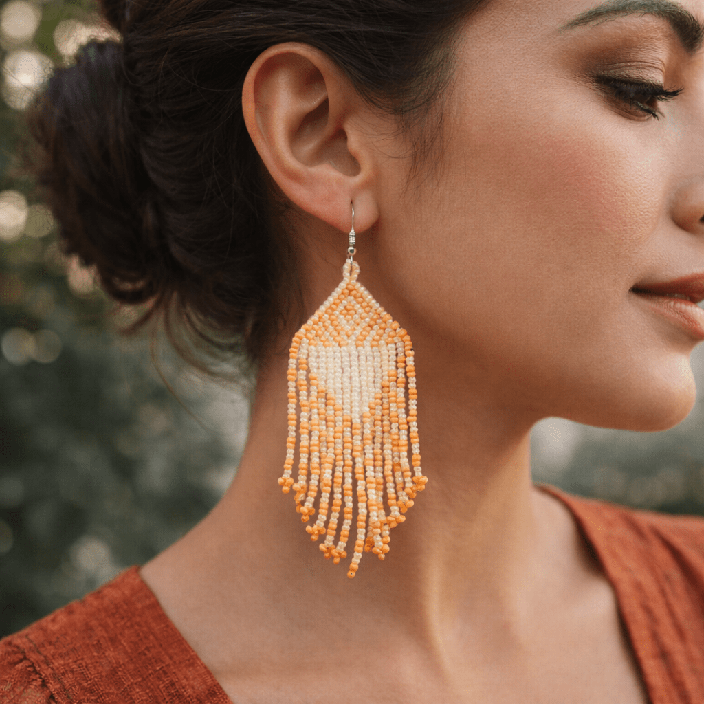 Alegria Seed Bead Peyote Stitch Earrings - Guatemala Jewelry La Vie Bien Alegria Seed Bead Peyote Stitch Earrings - Guatemala