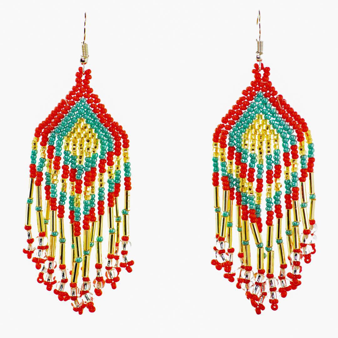 Alegria Seed Bead Peyote Stitch Earrings - Guatemala Jewelry La Vie Bien Alegria Seed Bead Peyote Stitch Earrings - Guatemala