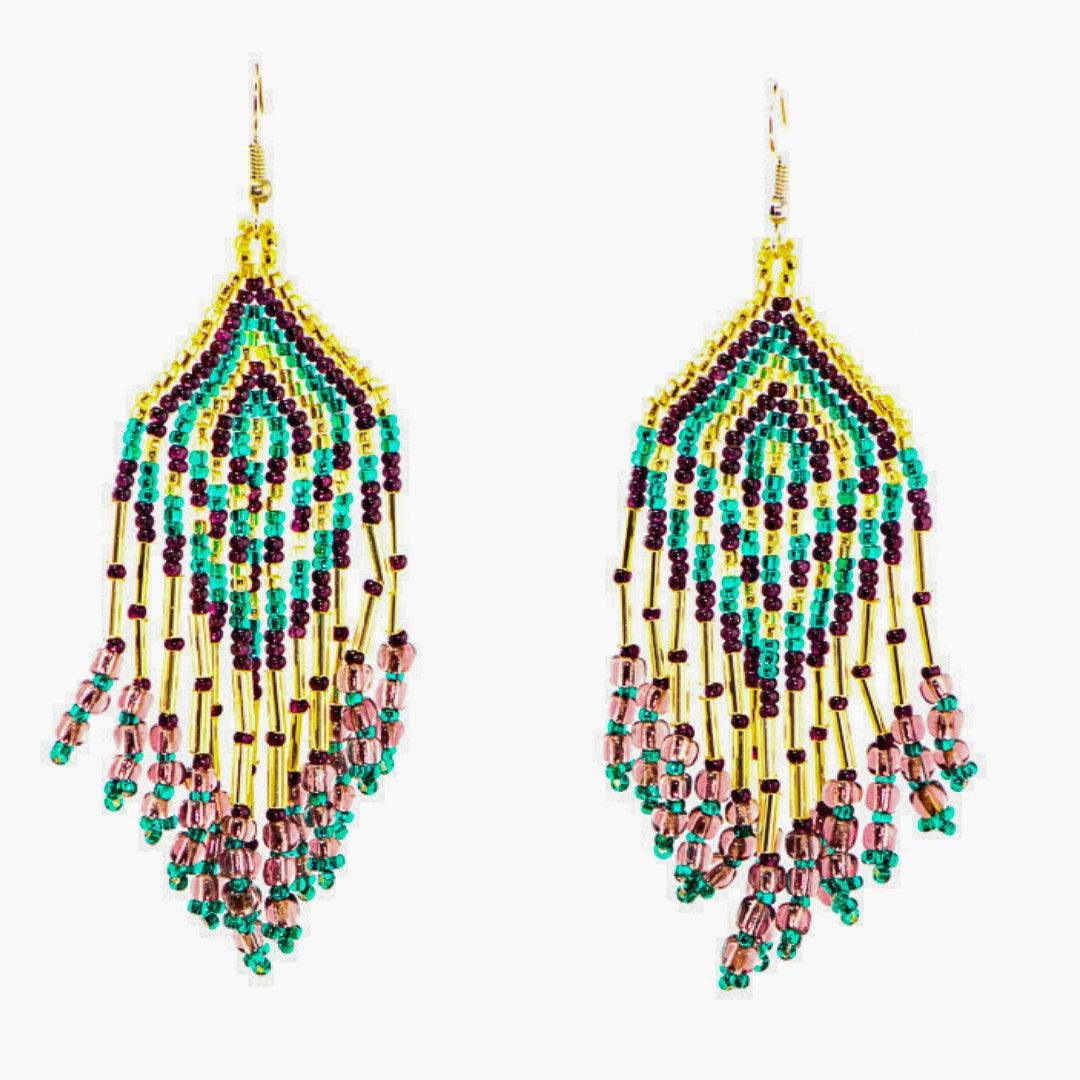 Alegria Seed Bead Peyote Stitch Earrings - Guatemala Jewelry La Vie Bien Alegria Seed Bead Peyote Stitch Earrings - Guatemala