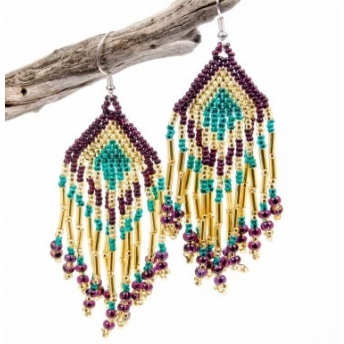 Alegria Seed Bead Peyote Stitch Earrings - Guatemala Jewelry La Vie Bien Alegria Seed Bead Peyote Stitch Earrings - Guatemala