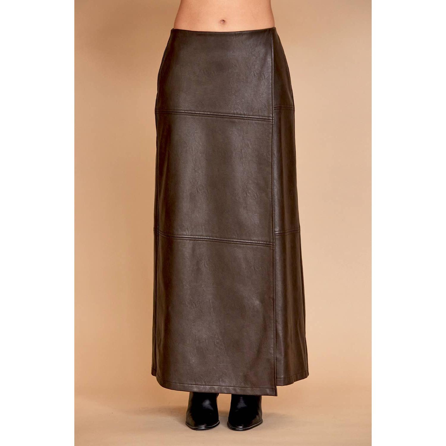 Alexandra Vegan Leather Wrap Skirt [Sizes XS - XL]