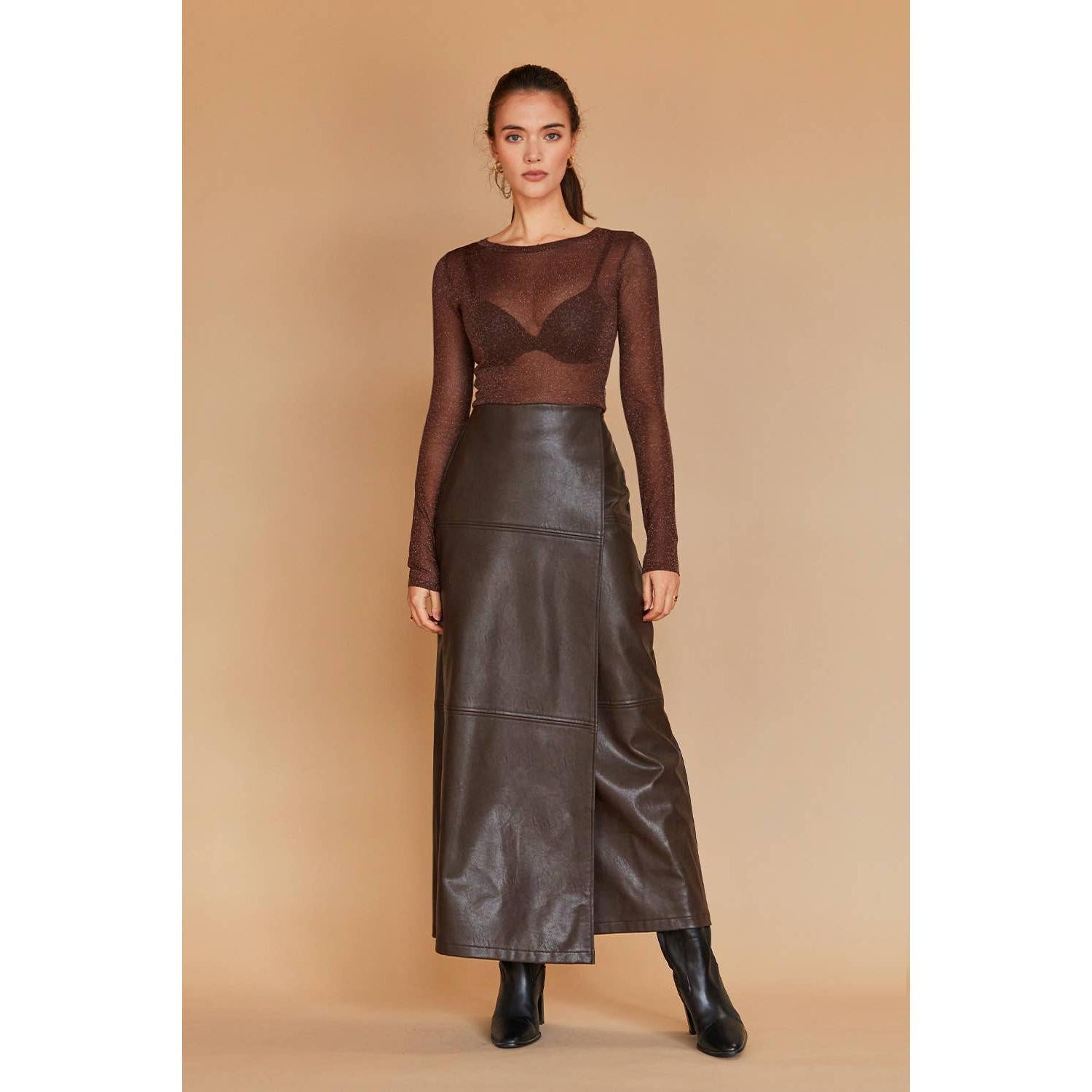 Alexandra Vegan Leather Wrap Skirt [Sizes XS - XL]