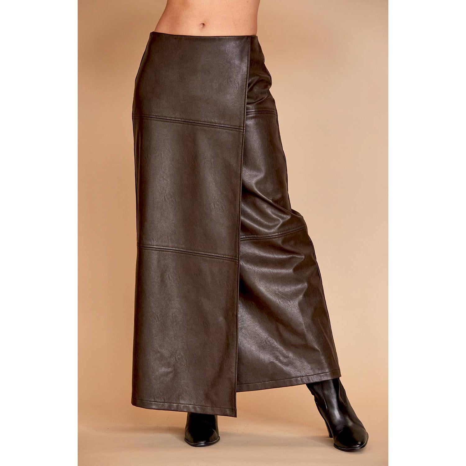 Alexandra Vegan Leather Wrap Skirt [Sizes XS - XL]