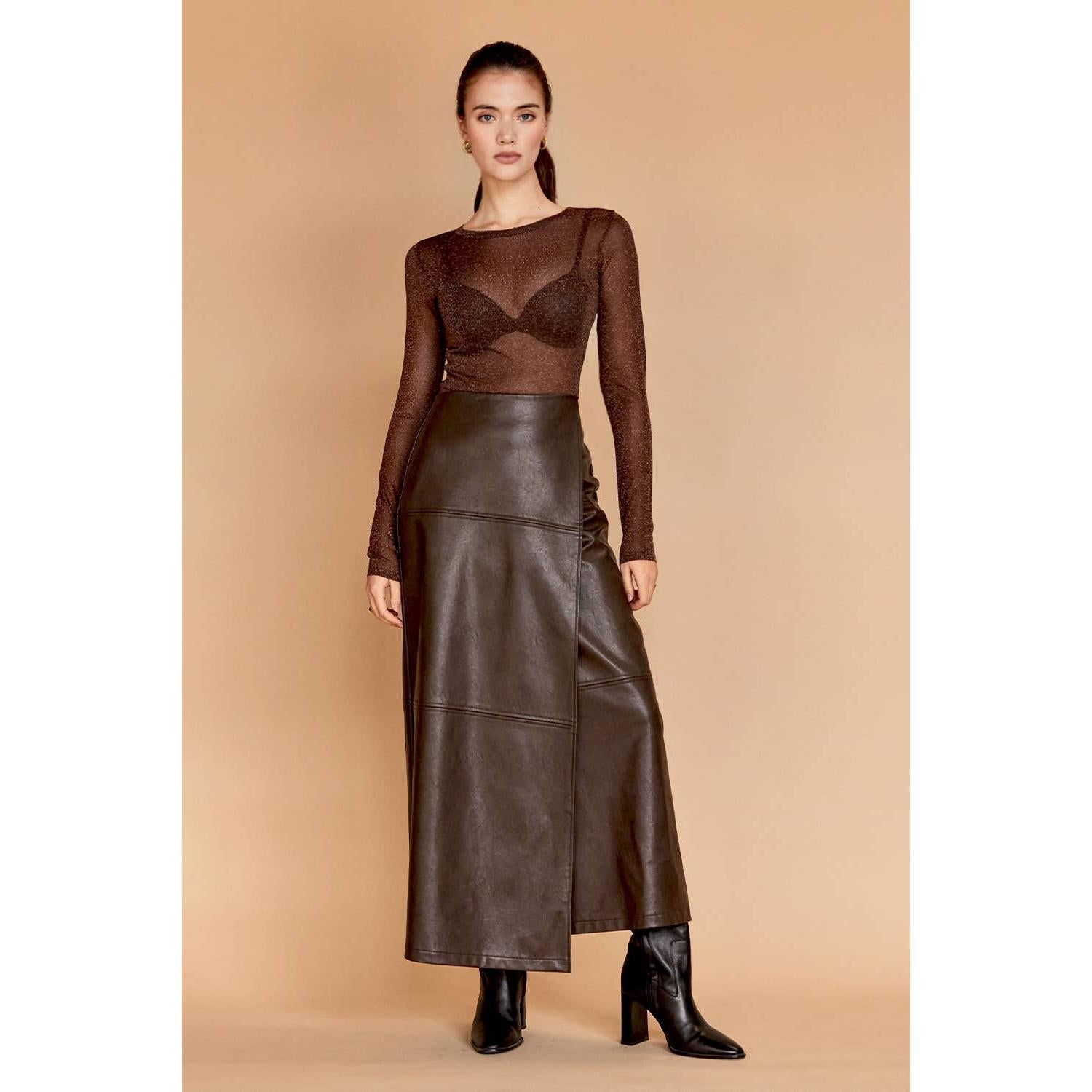 Alexandra Vegan Leather Wrap Skirt [Sizes XS - XL]