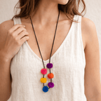 Alicia Bead & Pom Pom Necklace - Guatemala Jewelry La Vie Bien Alicia Bead & Pom Pom Necklace - Guatemala
