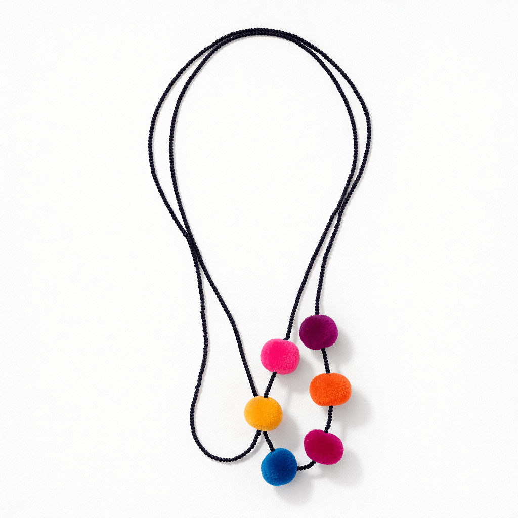 Alicia Bead & Pom Pom Necklace - Guatemala Jewelry La Vie Bien Alicia Bead & Pom Pom Necklace - Guatemala