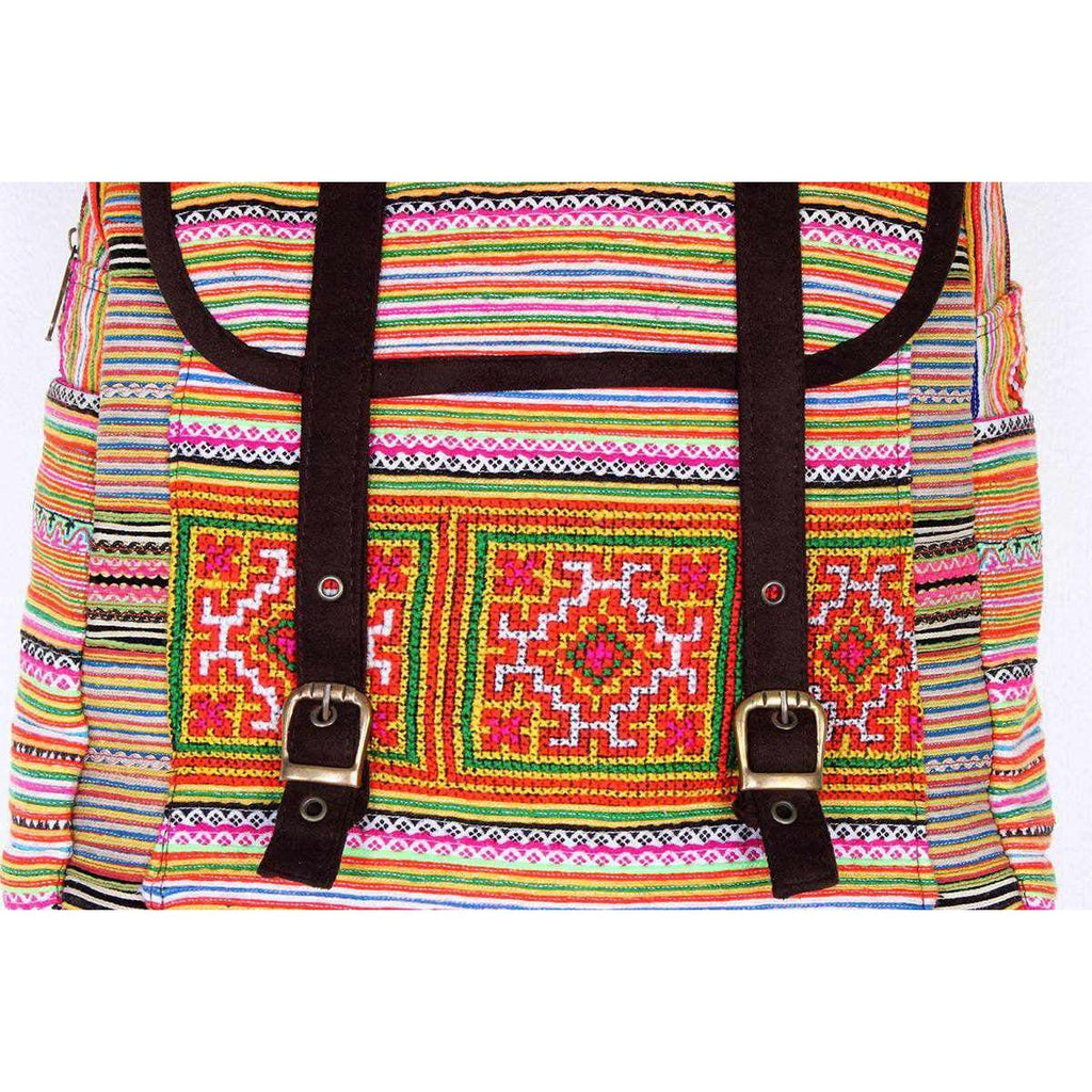 Alisa Embroidered Colorful Boho Backpack - Thailand Bags La Vie Bien Alisa Embroidered Colorful Boho Backpack - Thailand