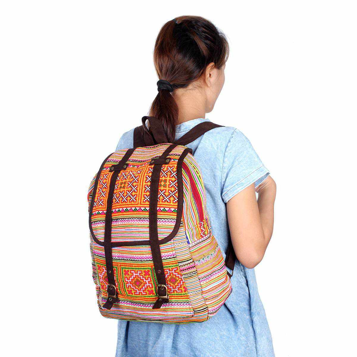 Alisa Embroidered Colorful Boho Backpack - Thailand Bags La Vie Bien Alisa Embroidered Colorful Boho Backpack - Thailand