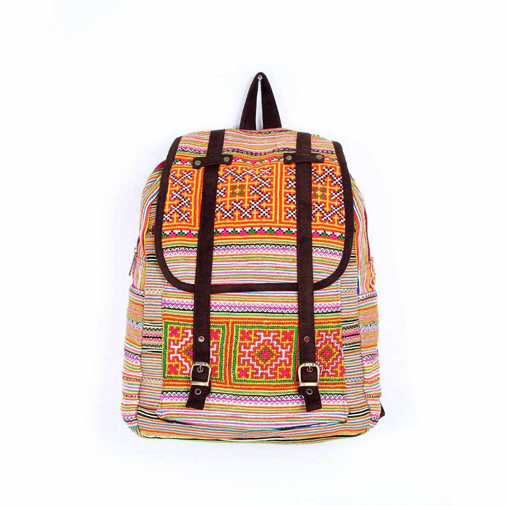 Alisa Embroidered Colorful Boho Backpack - Thailand Bags La Vie Bien Alisa Embroidered Colorful Boho Backpack - Thailand