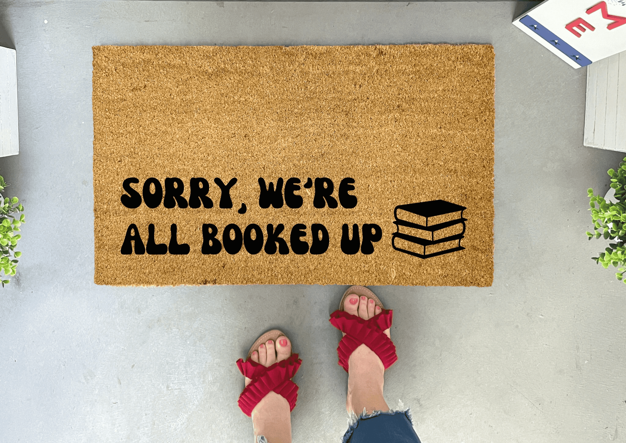 All Booked Up Funny Coir Doormat by Nickel Designs Custom Doormats