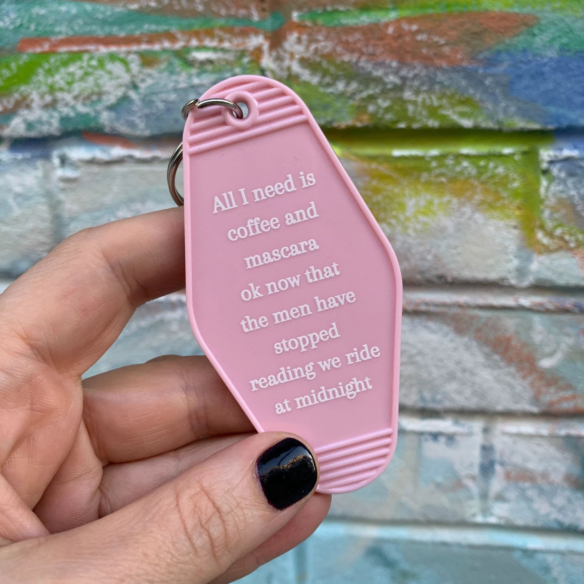 All I Need Is Coffee And Mascara We Ride at Midnight Motel Keychain by The Bullish Store