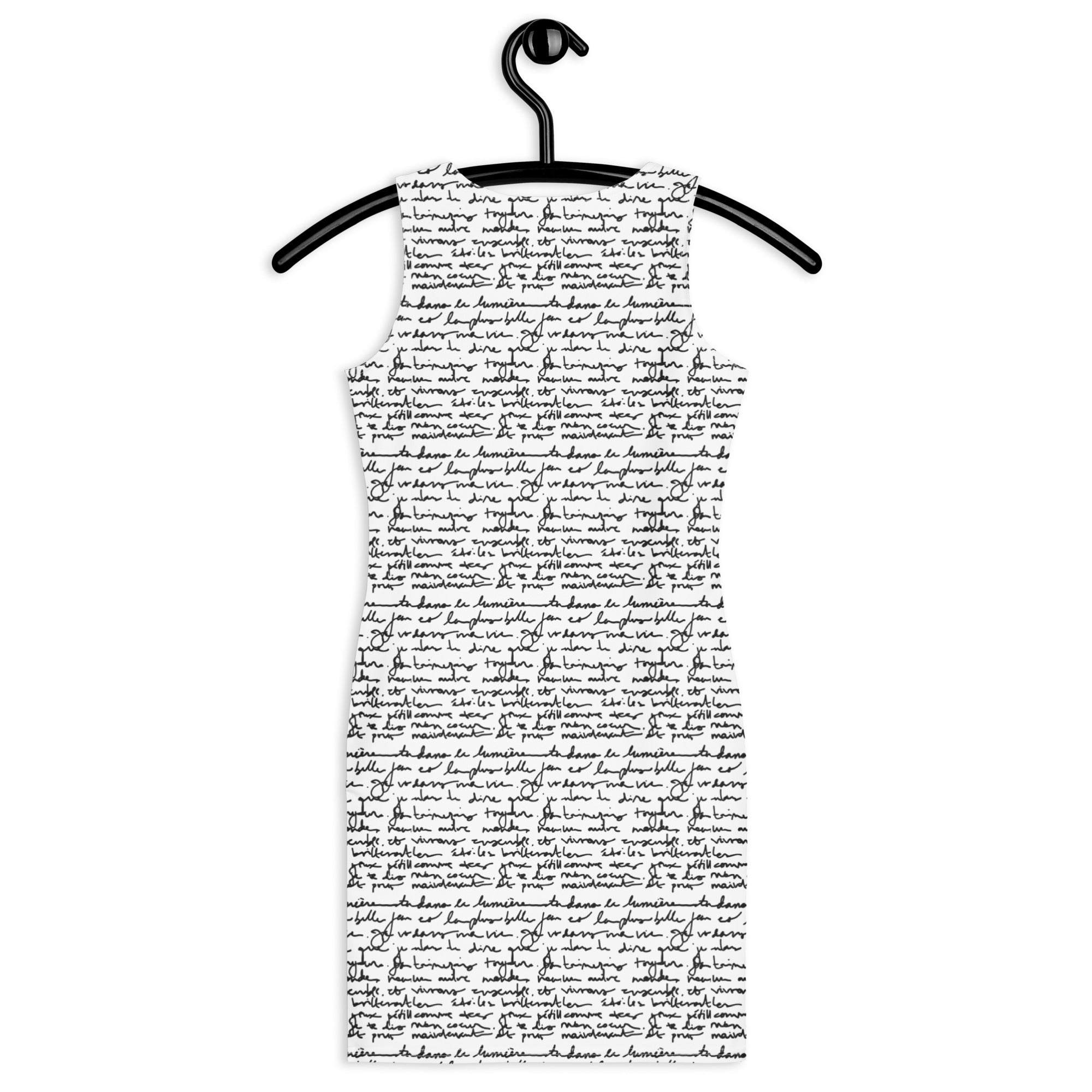 French love letter bodycon dress - white
