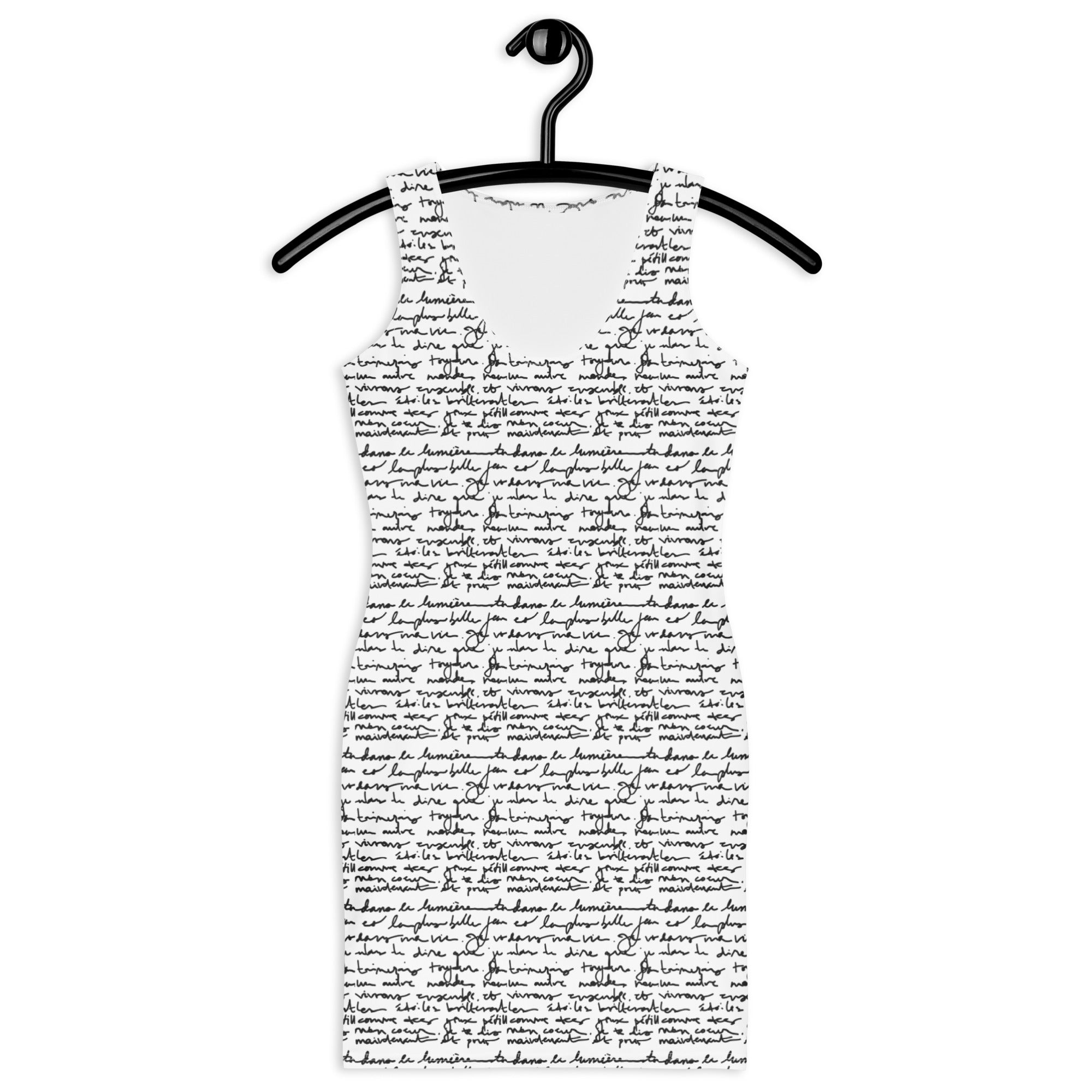 French love letter bodycon dress - white