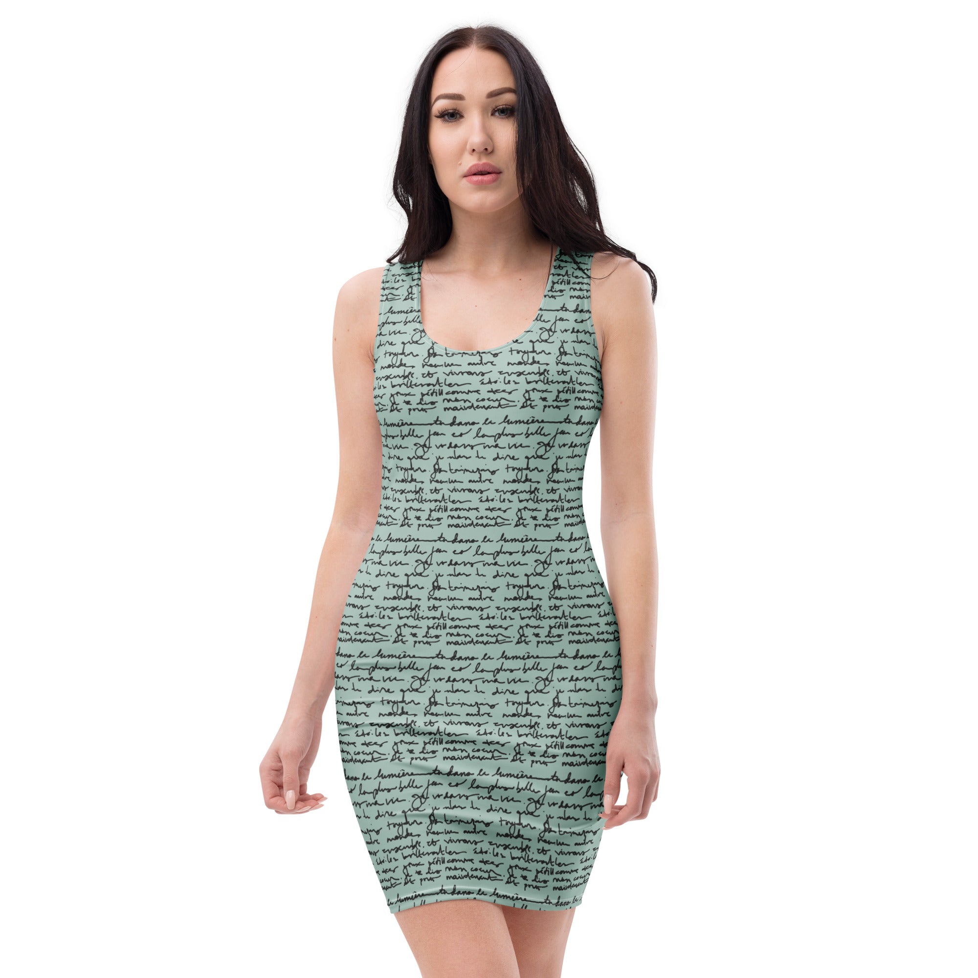 French love letter Bodycon dress - mint