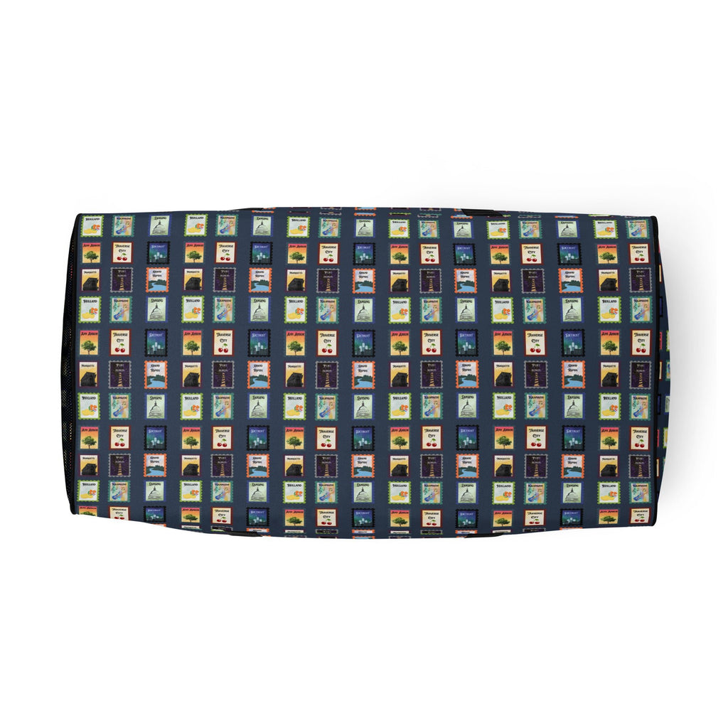 Michigan cities postage stamp Duffle bag