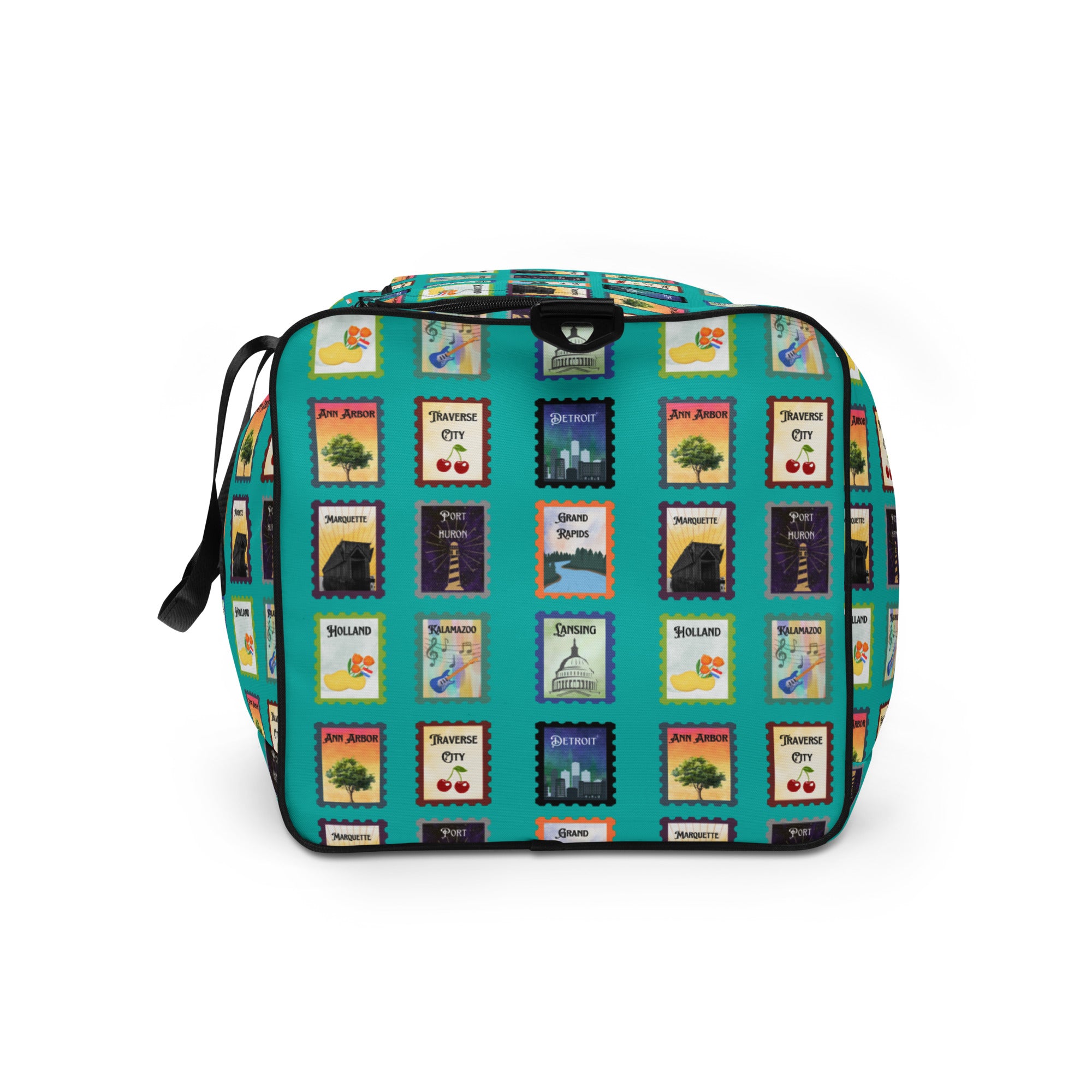 Turquoise Michigan cities Duffle bag