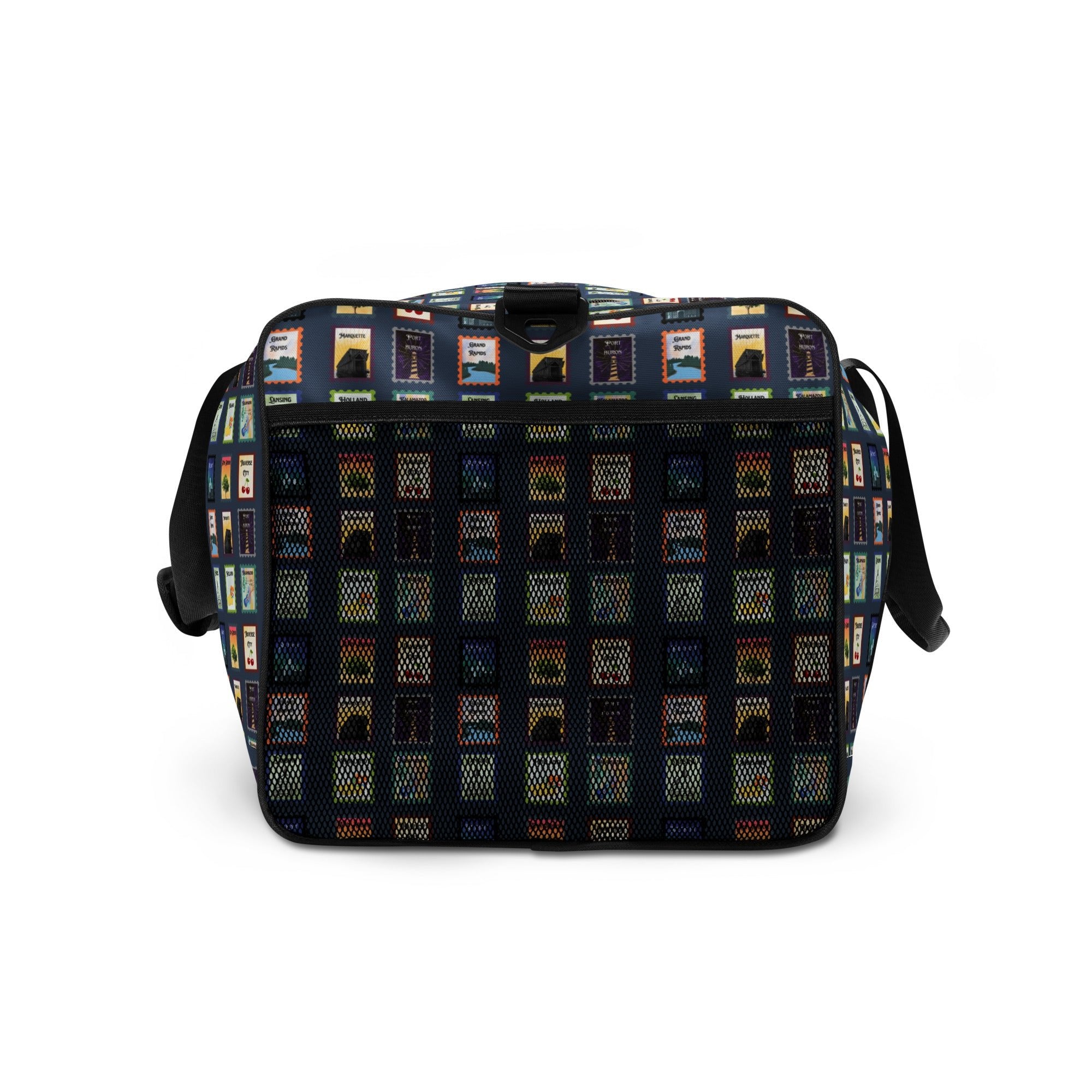 Michigan cities postage stamp Duffle bag