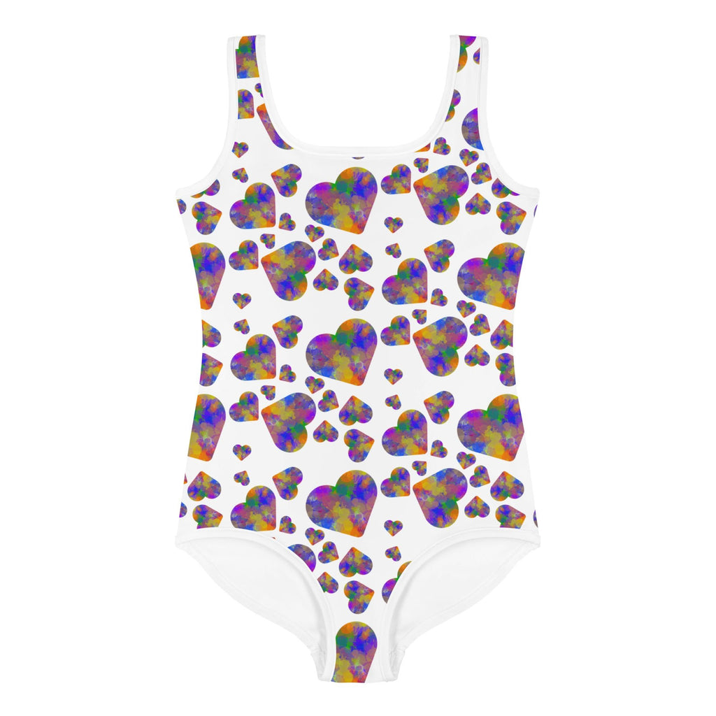 Rainbow hearts child's Swimsuit - La Vie Bien - Children swim apparel - Colorful hearts swimsuit